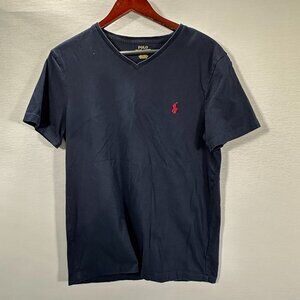Polo Ralph Lauren Tee Shirt Mens Medium Custom Slim Fit Blue Cotton Short Sleeve
